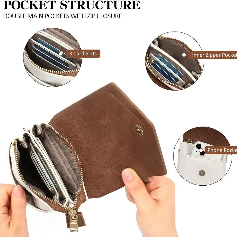 Small Leather Crossbody Bag Women Cell Phone Purse Wallet Compartments